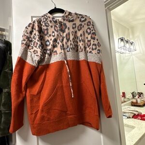 Leopard Print and Orange Hoodie